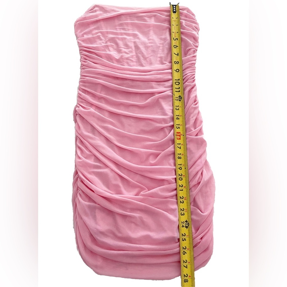 Tic Toc Pink Strapless Ruched Bodycon Dress Size Large - Picture 4 of 9